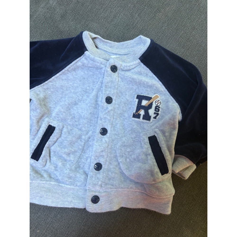 Ralph Lauren Baby Boy 6M Baseball Varsity Velour Jacket & Khaki Pants Outfit - Picture 2 of 7